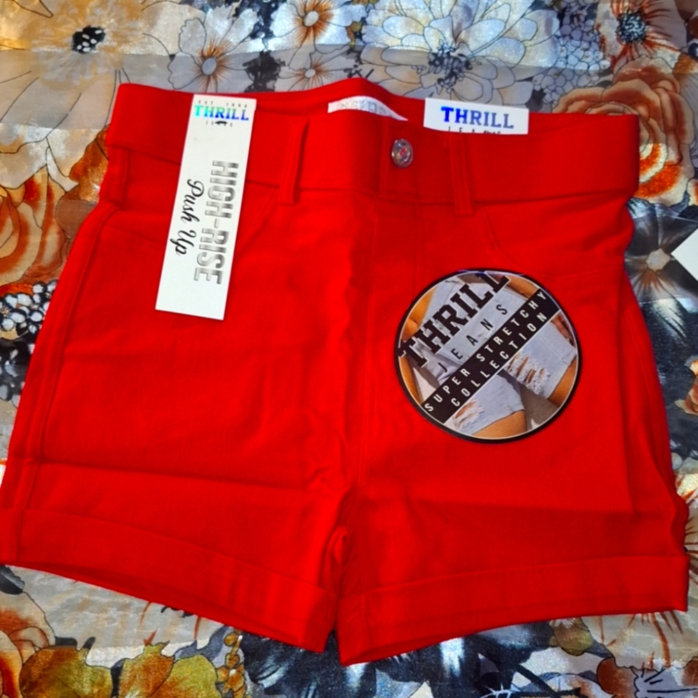 Thrill high rise waste stretch Jean shorts